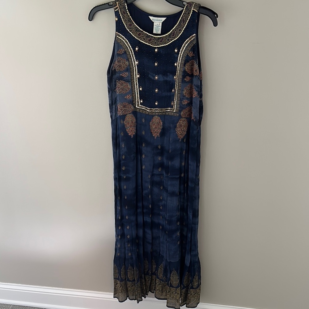 Sundance Blue Tan Maxi Sundress XS